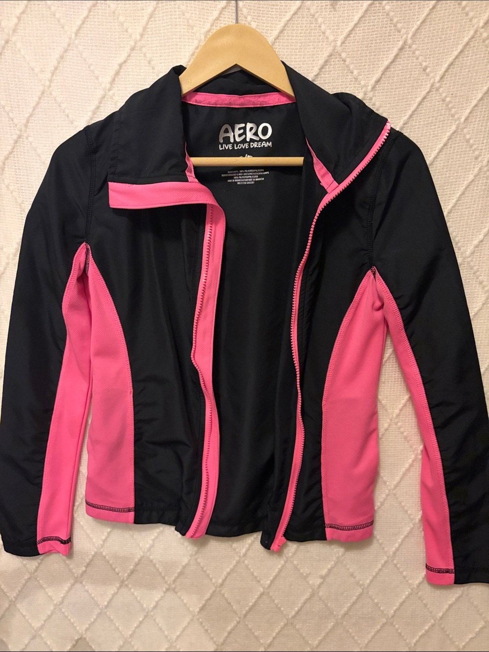 Aeropostale Black and Pink Colorblock Active Jacket
